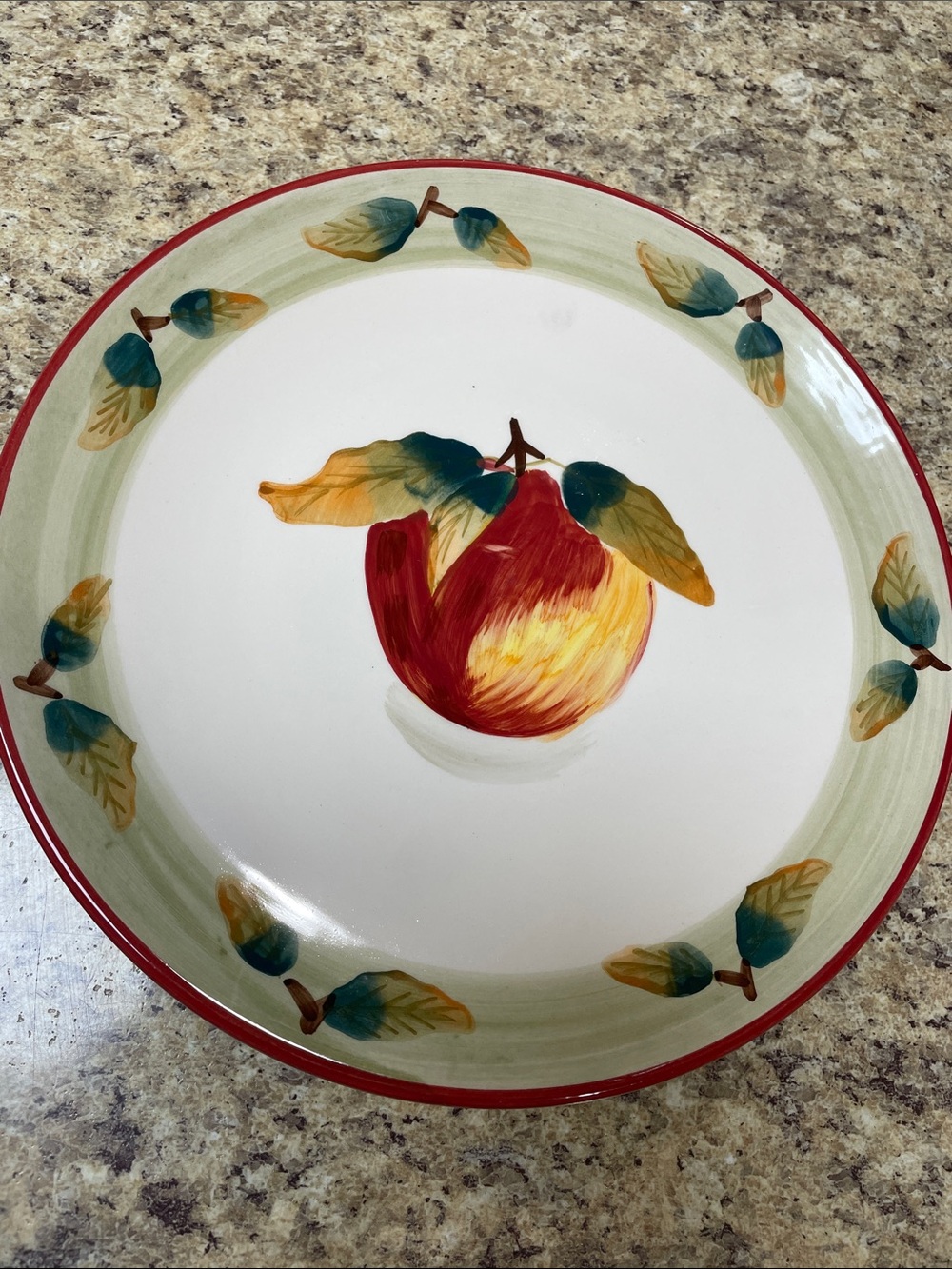 Tabletops Gallery Acacia Apple Set. (2) Plates (1) Bowl. GUC